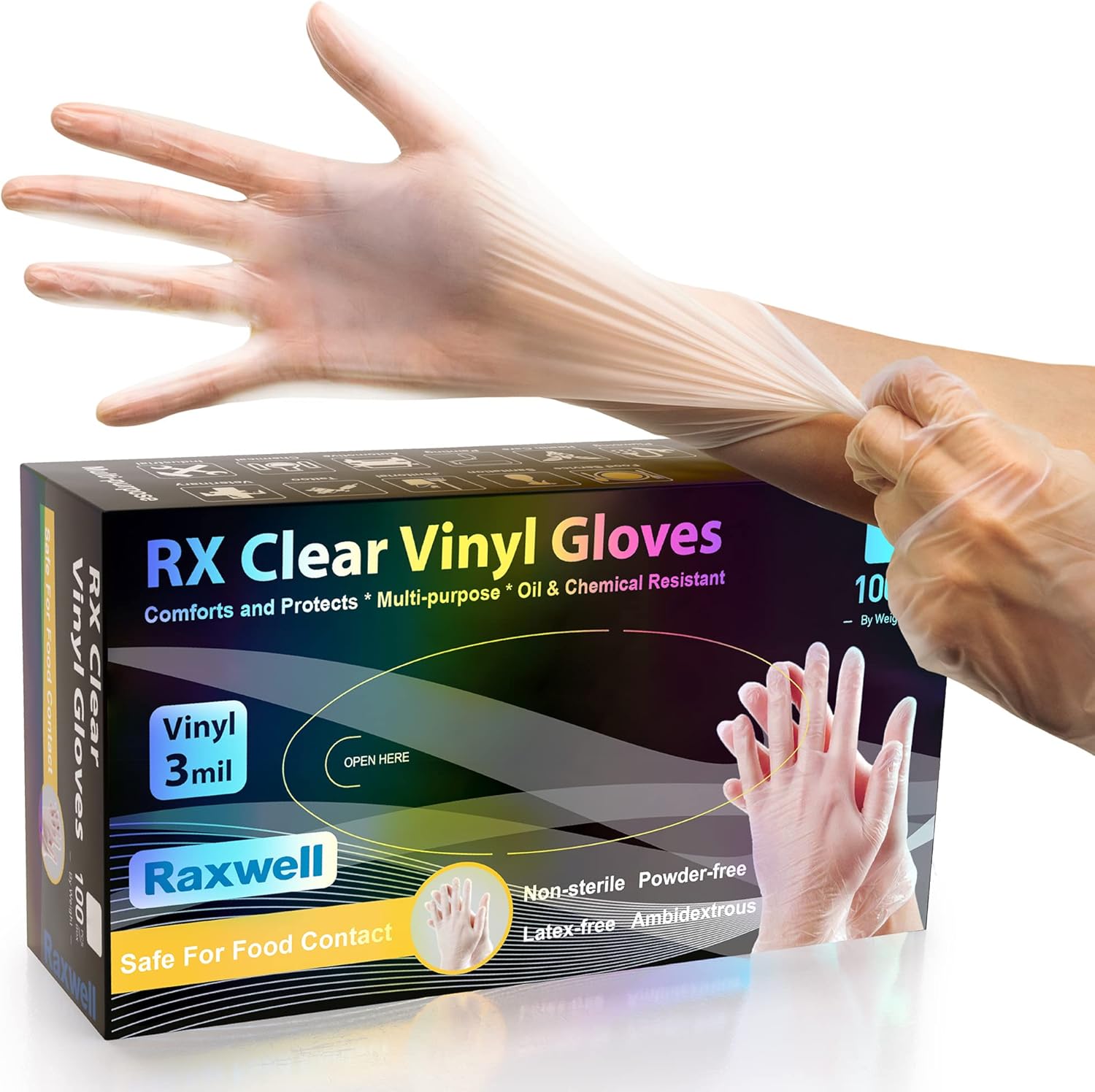 Latex Disposable Glove - 3 Mil Clear Vinyl Gloves -