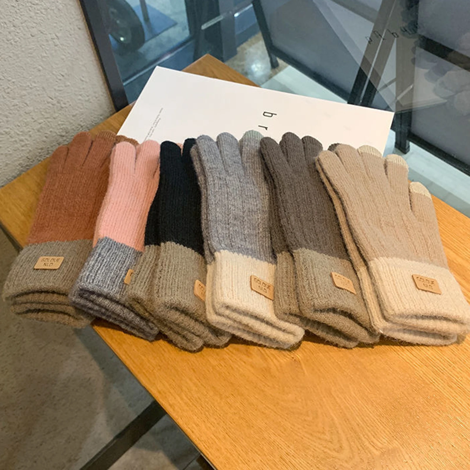 Wool Glove Lined - Women's Cable Knit Gloves Warm Fleece