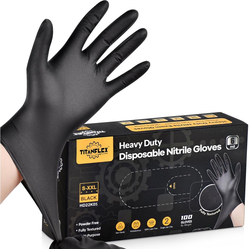Nitrile Mechanic Glove - Heavy-Duty 6 Mil Black Nitrile Mechanic