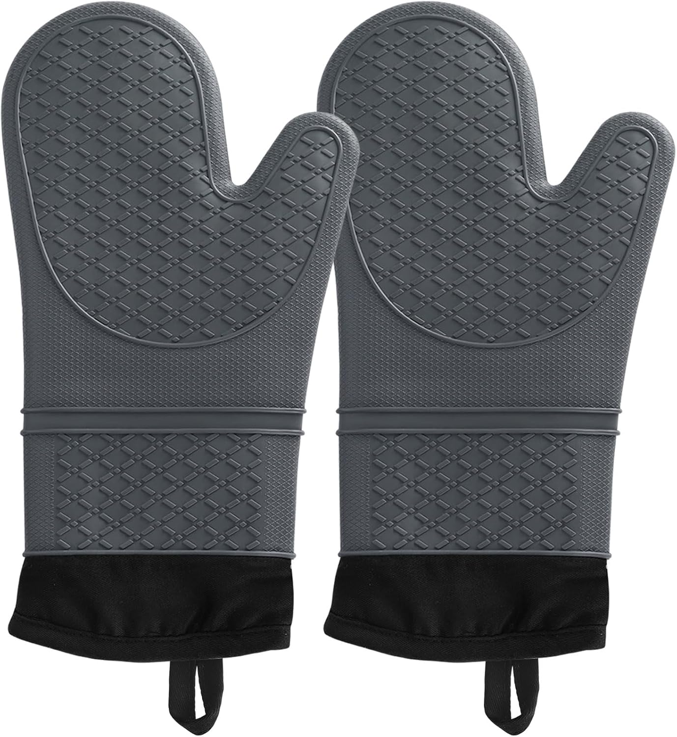 Heat Resistant Glove - 2Pcs Silicone Oven Mitts, Waterproof Non-Slip,