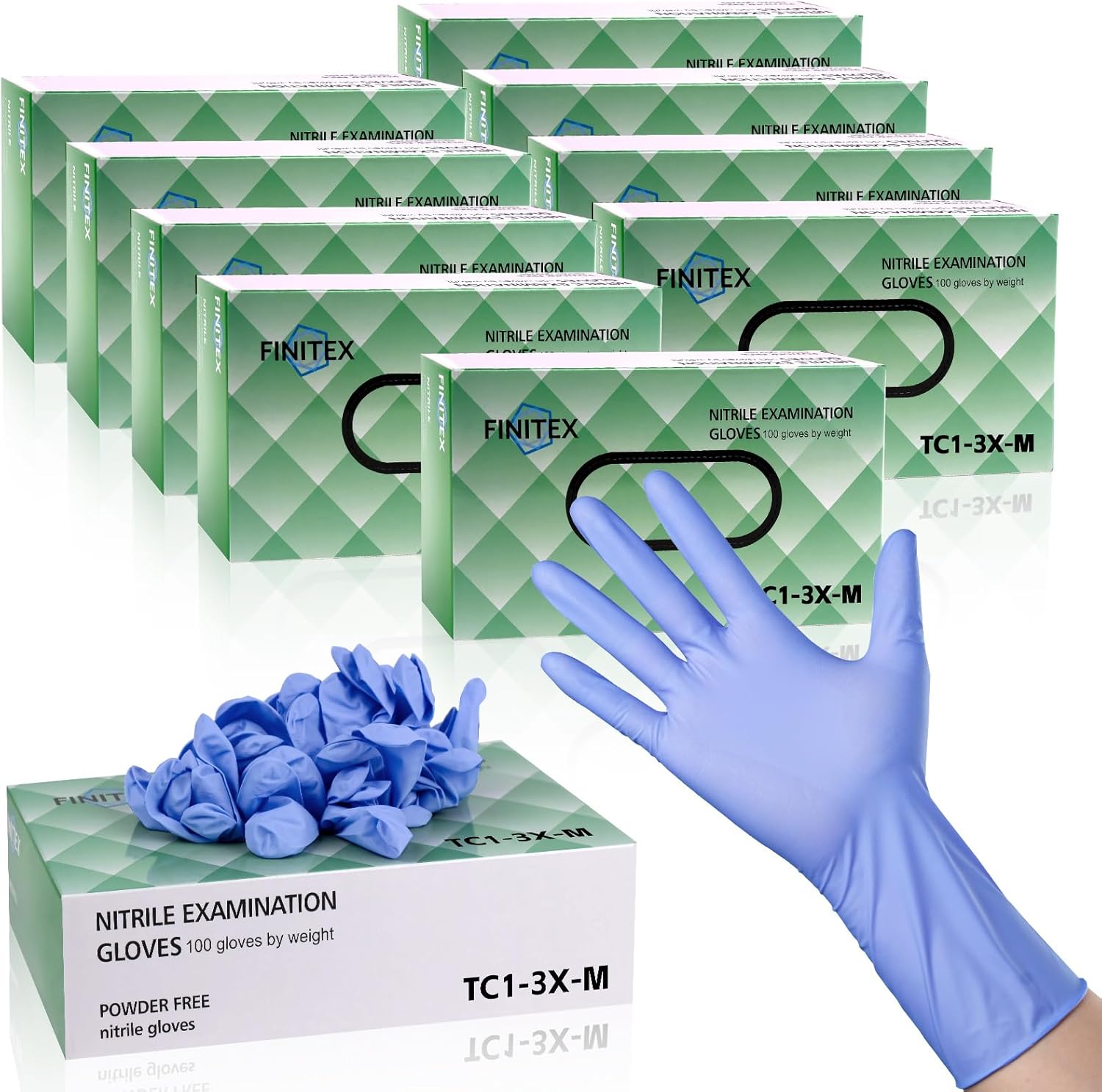 Exam Glove Nitrile - Nitrile Disposable Gloves Ice Blue 3.2