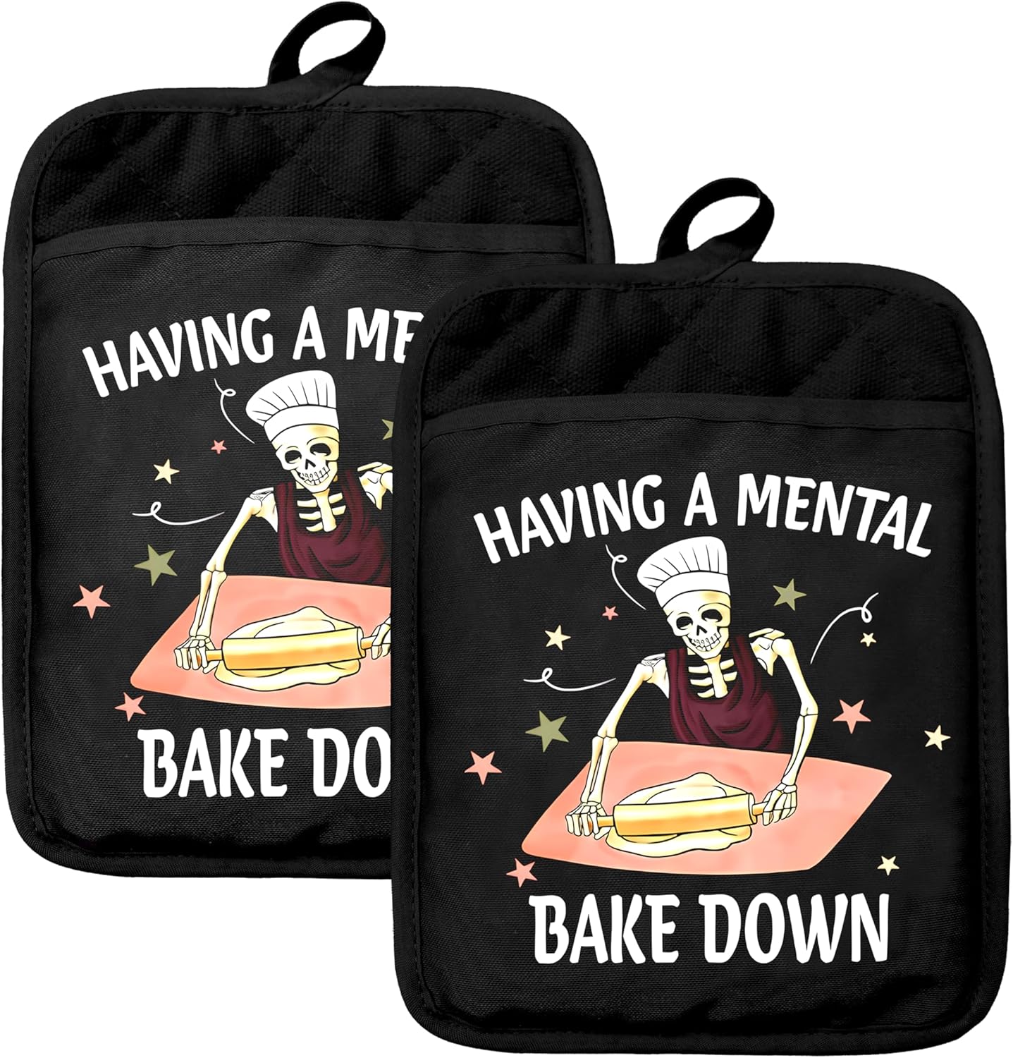 Heat Resistant Glove - Gothic Skeleton Oven Mitts Set -