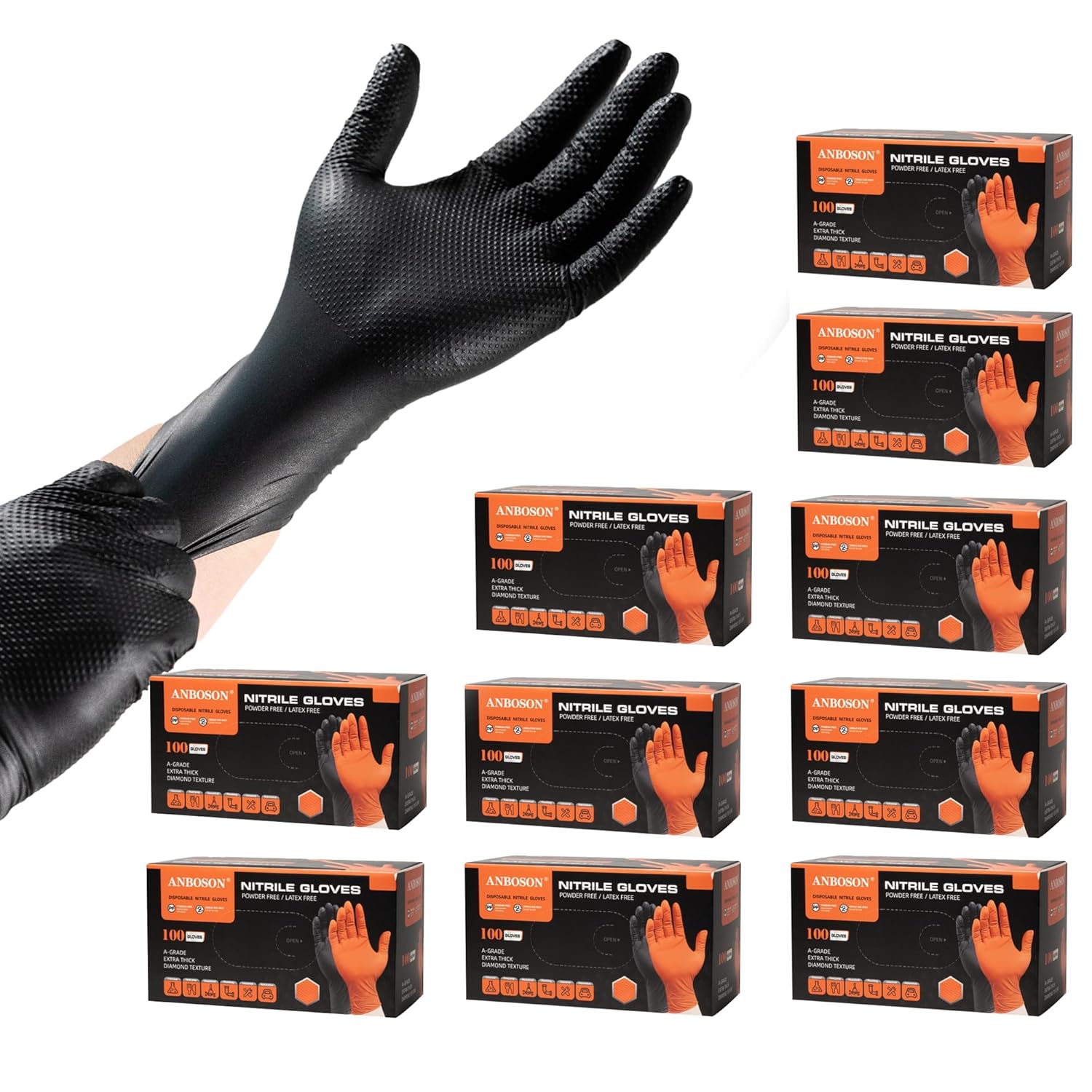Nitrile Mechanic Glove - 10mil Nitrile Disposable Gloves, Chemical-Resistant Heavy