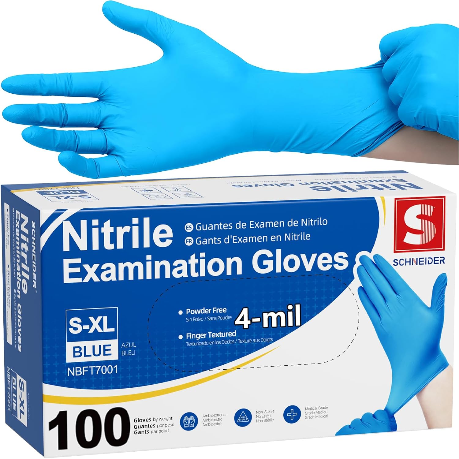 Exam Glove Nitrile - Nitrile Exam Gloves, Blue, 4 mil,