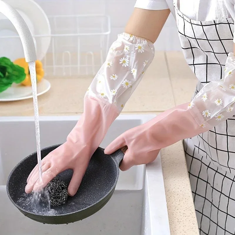 1 Pair Rubber Gloves Long Slee - مراجعة Dish Glove Rubber وسعره