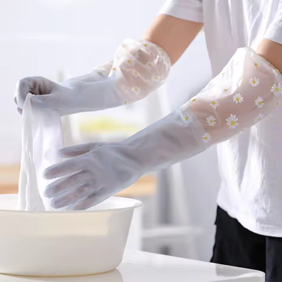 1 Pair Rubber Gloves Long Slee - مراجعة Dish Glove Rubber وسعره