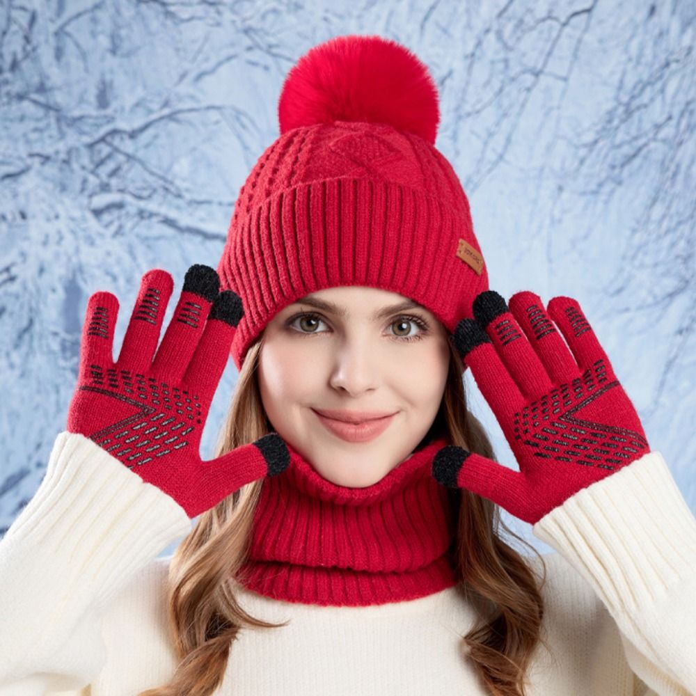 3pcs Hiking Solid Color Hat Sc - مراجعة Wool Glove Lined وسعره