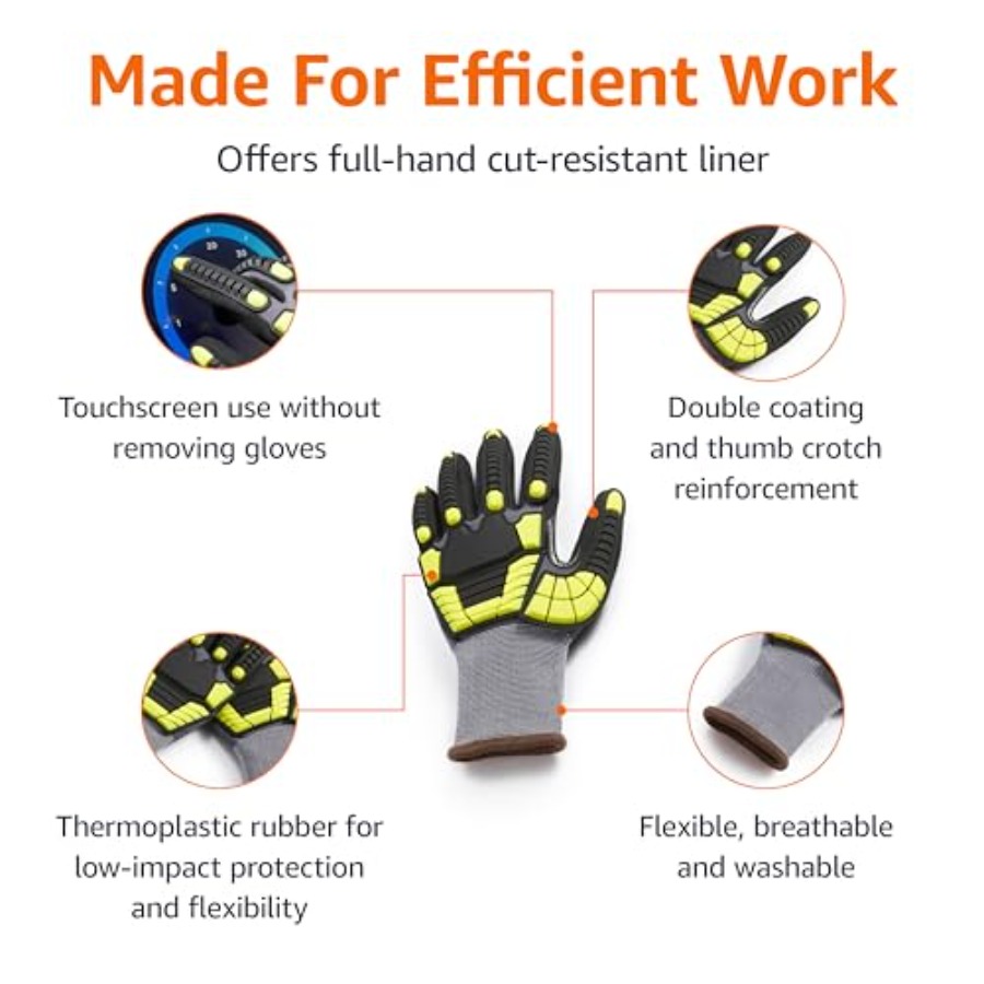 Safety work gloves for industr - مراجعة Work Glove Impact وسعره