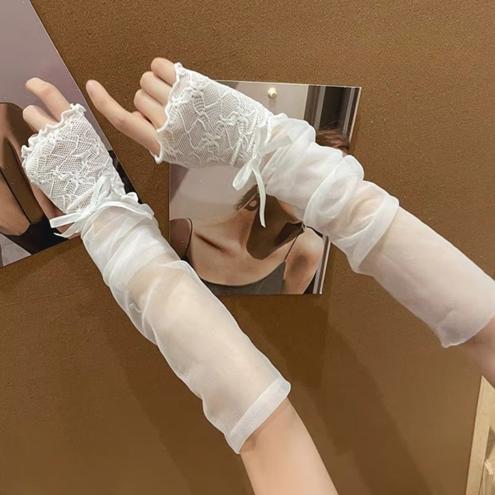 Y2K Lace Ruffle Mesh Gloves Sh - مراجعة Fingerless Glove Knit وسعره