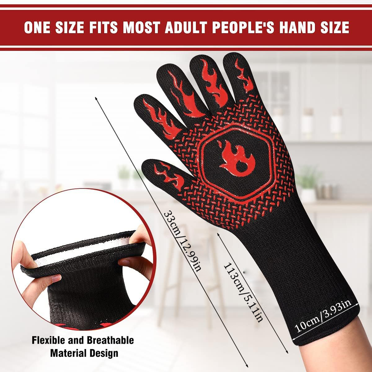 BBQ Grill Gloves High Temp Res - مراجعة Oven Mitt Silicone وسعره
