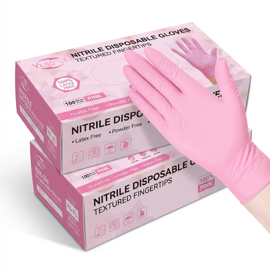 Simple Pink Nitrile Gloves 100 - مراجعة Rubber Glove Cleaning وسعره