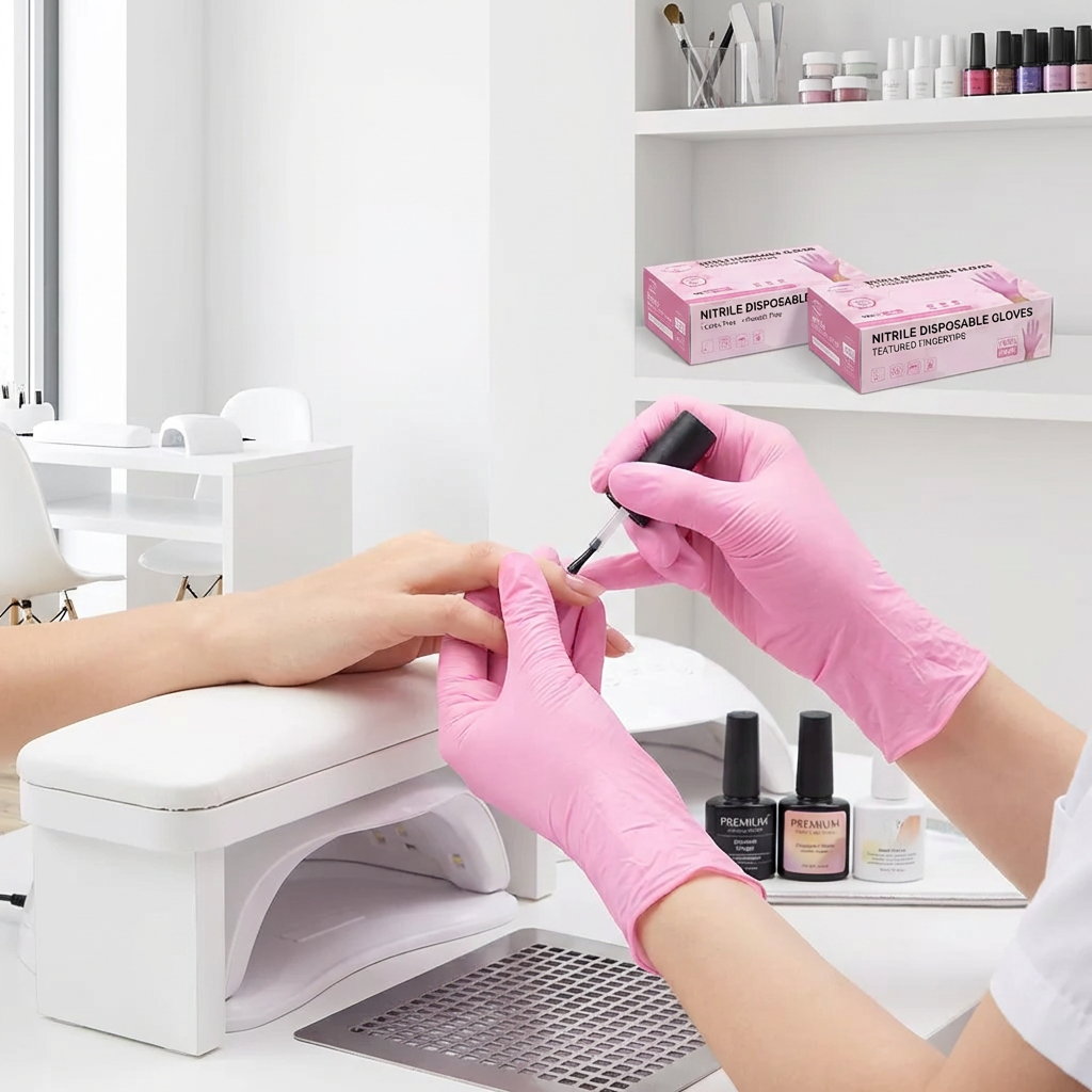 Simple Pink Nitrile Gloves 100 - مراجعة Rubber Glove Cleaning وسعره