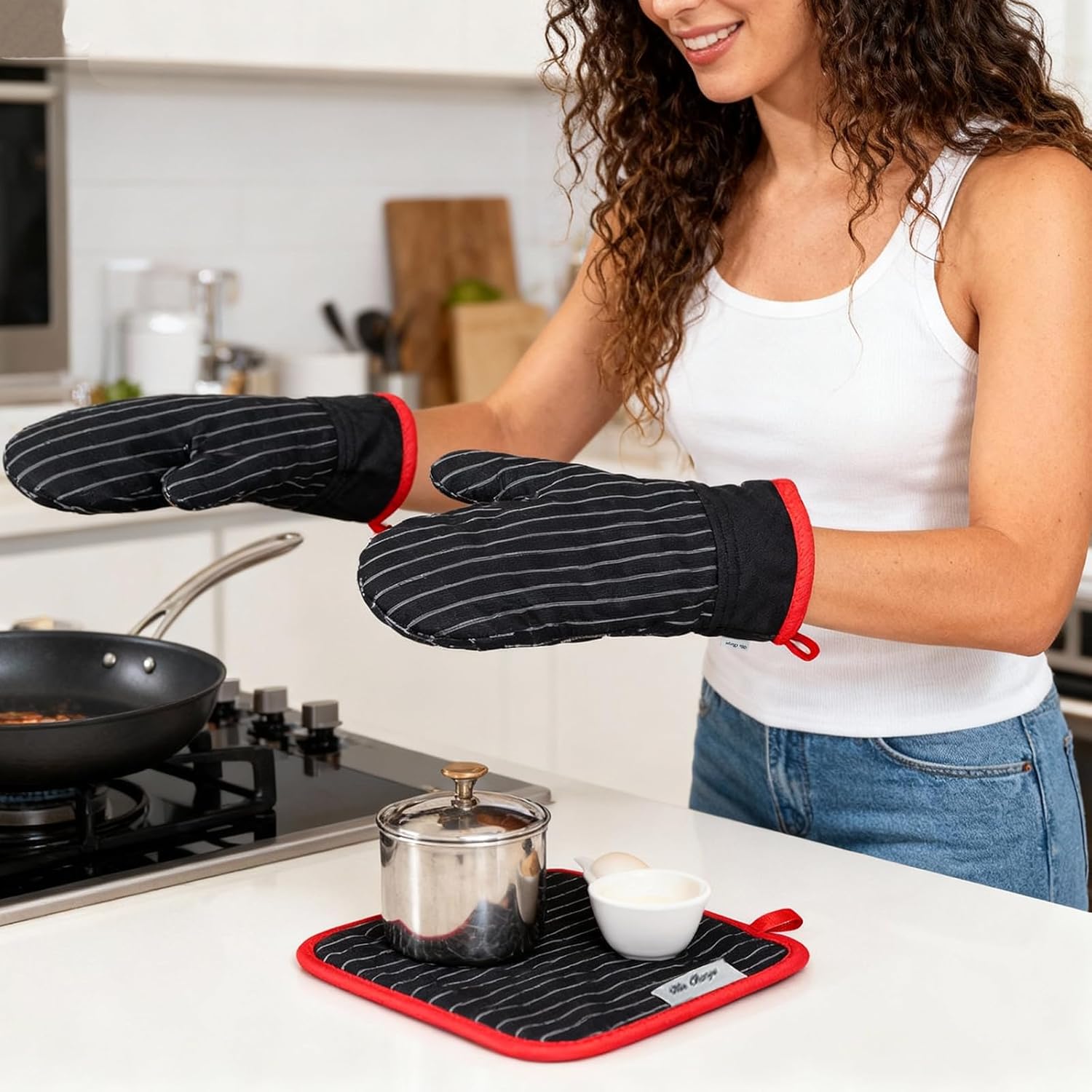 Oven Mitts and Pot Holders Set - مراجعة Heat Resistant Glove وسعره