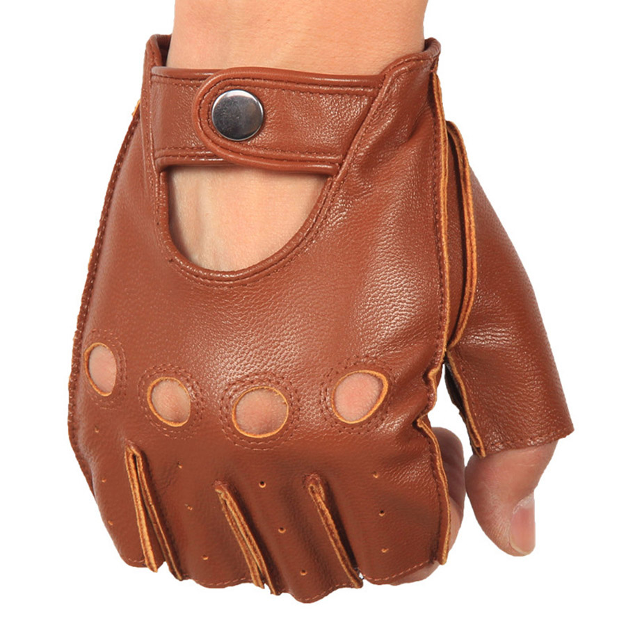 High Quality Man's Half Finger - مراجعة Leather Driving Glove وسعره