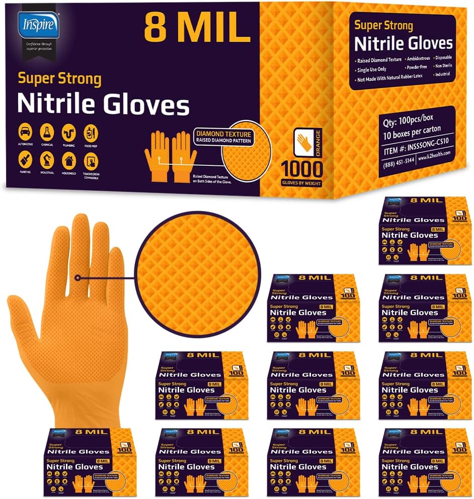 Heavy Duty Orange Nitrile Glov - مراجعة Nitrile Mechanic Glove وسعره
