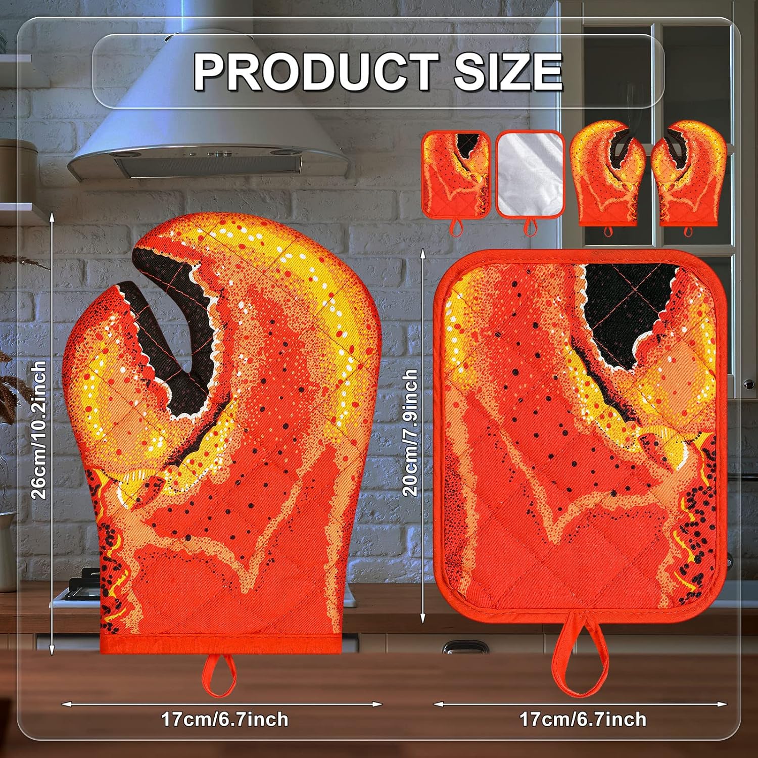 4 Pcs Lobster Claw Oven Mitts  - مراجعة Heat Resistant Glove وسعره