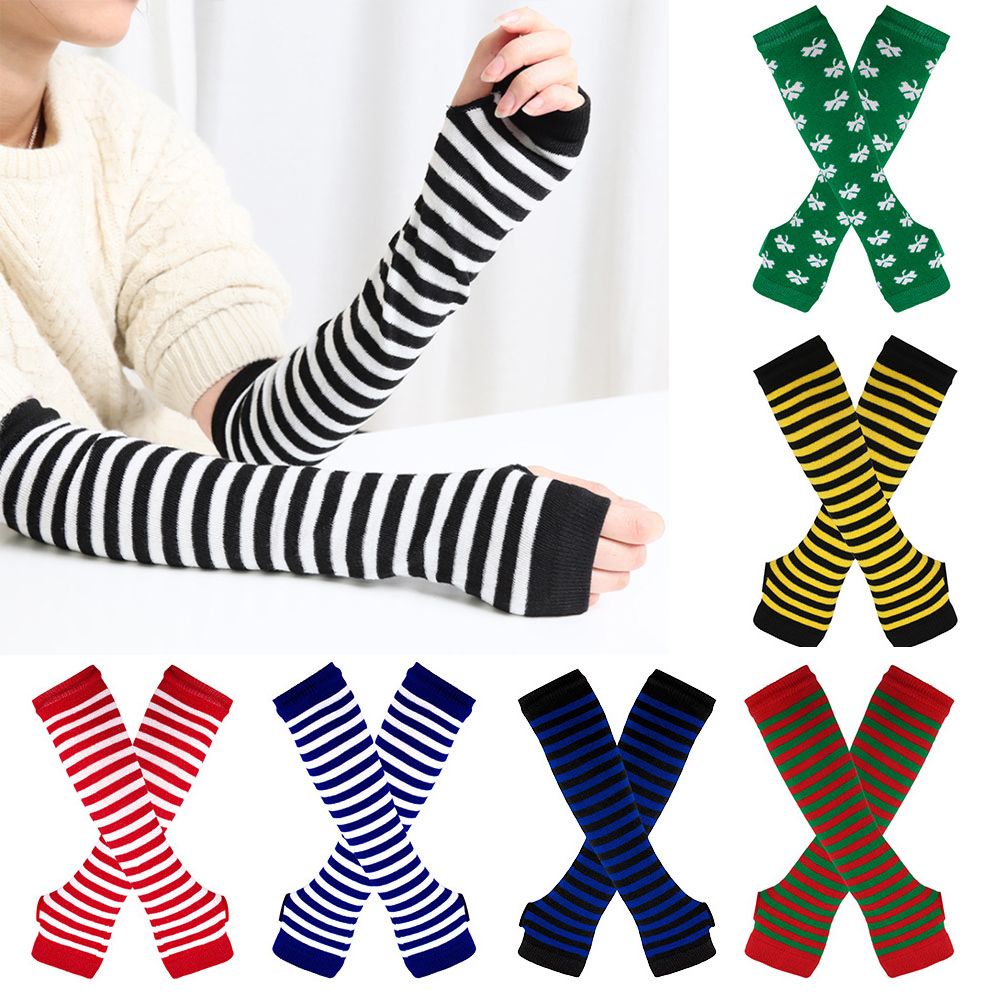Striped Knitted Handschoenen L - مراجعة Fingerless Glove Knit وسعره