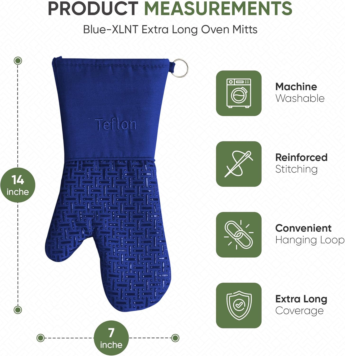Extra Long Oven Mitts (Blue) | - مراجعة Heat Resistant Glove وسعره