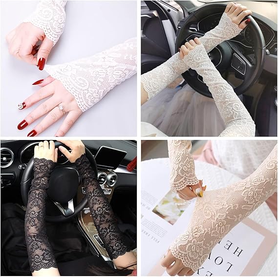New 1Pair Sexy Lace Hollow-Out - مراجعة Fingerless Glove Knit وسعره