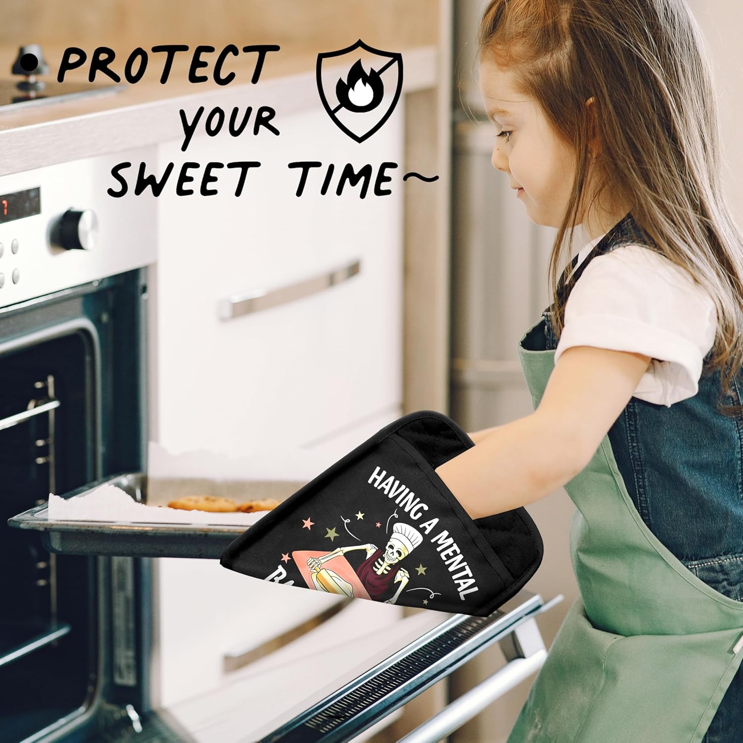 Gothic Skeleton Oven Mitts Set - مراجعة Heat Resistant Glove وسعره