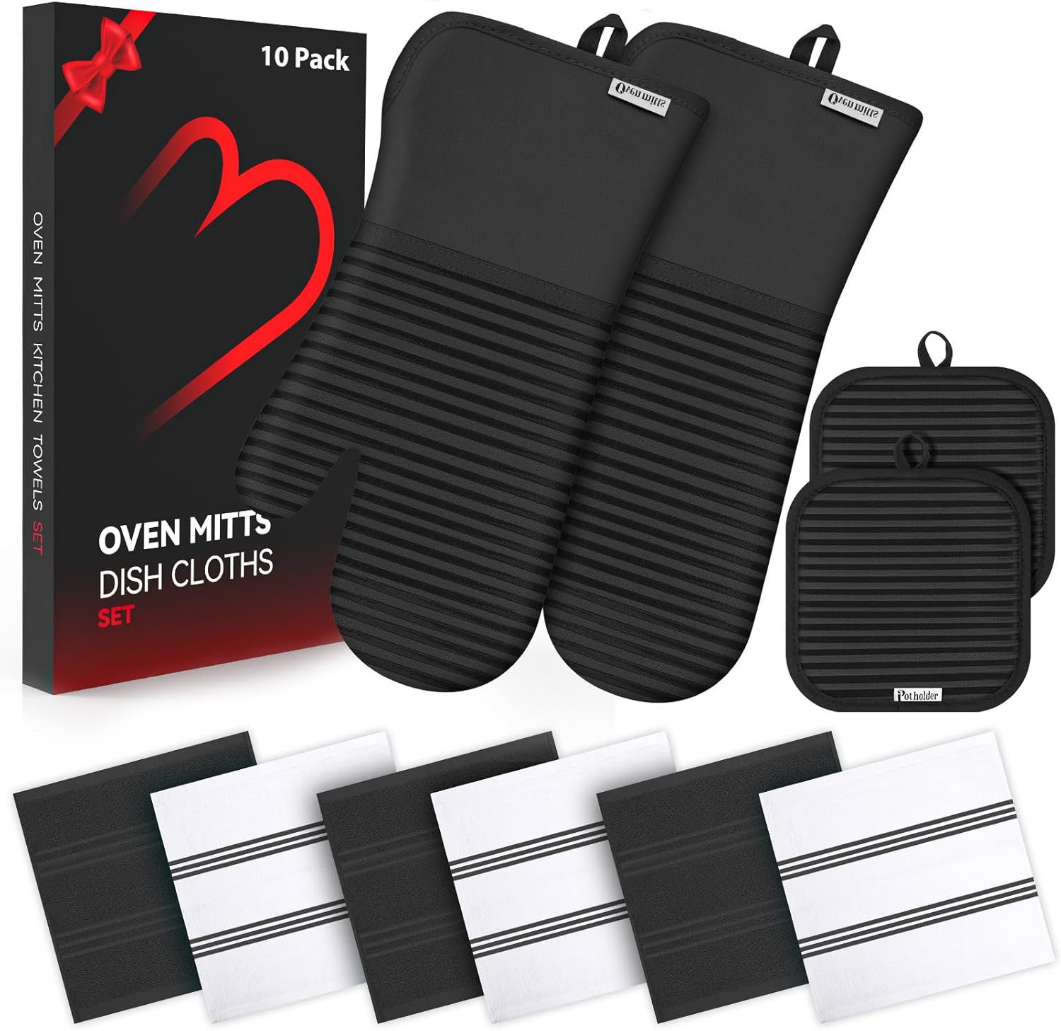 Oven Mitts & Pot Holder Set, 5 - مراجعة Heat Resistant Glove وسعره