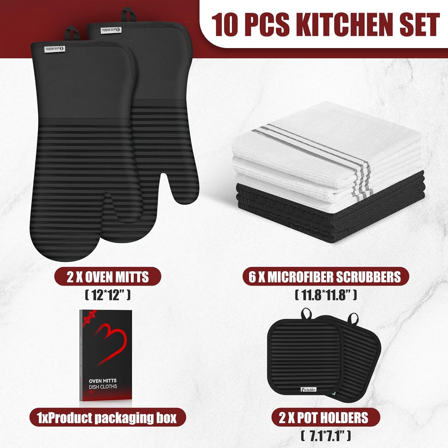 Oven Mitts & Pot Holder Set, 5 - مراجعة Heat Resistant Glove وسعره