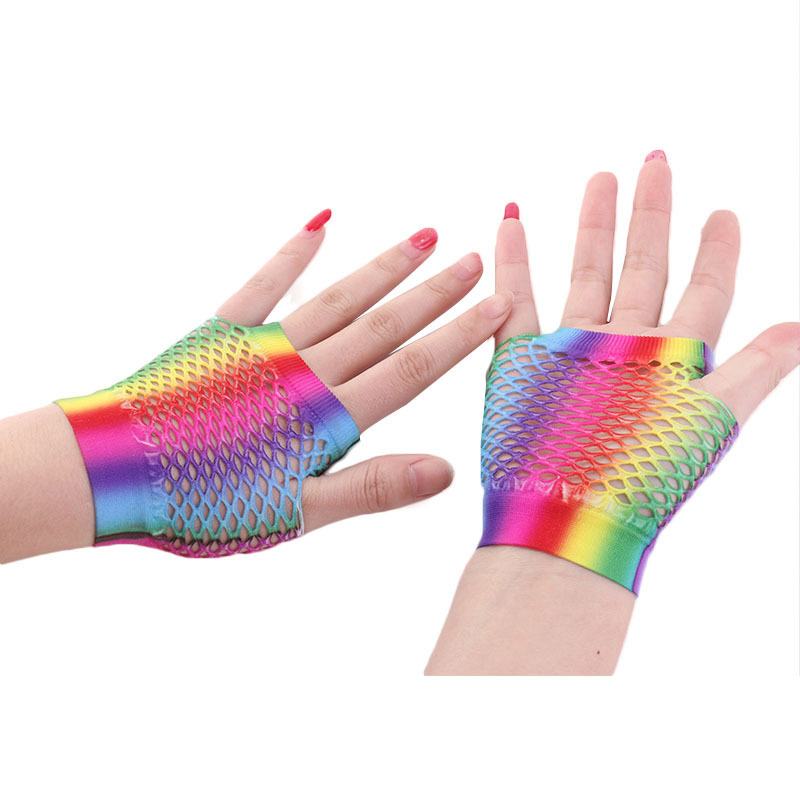 Ladies Sexy Rainbow Color Shor - مراجعة Fingerless Glove Knit وسعره