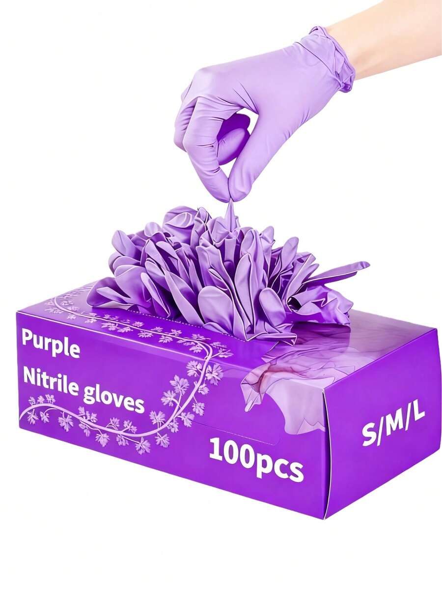 100/50/4pcs Disposable Purple  - مراجعة Latex Disposable Glove وسعره