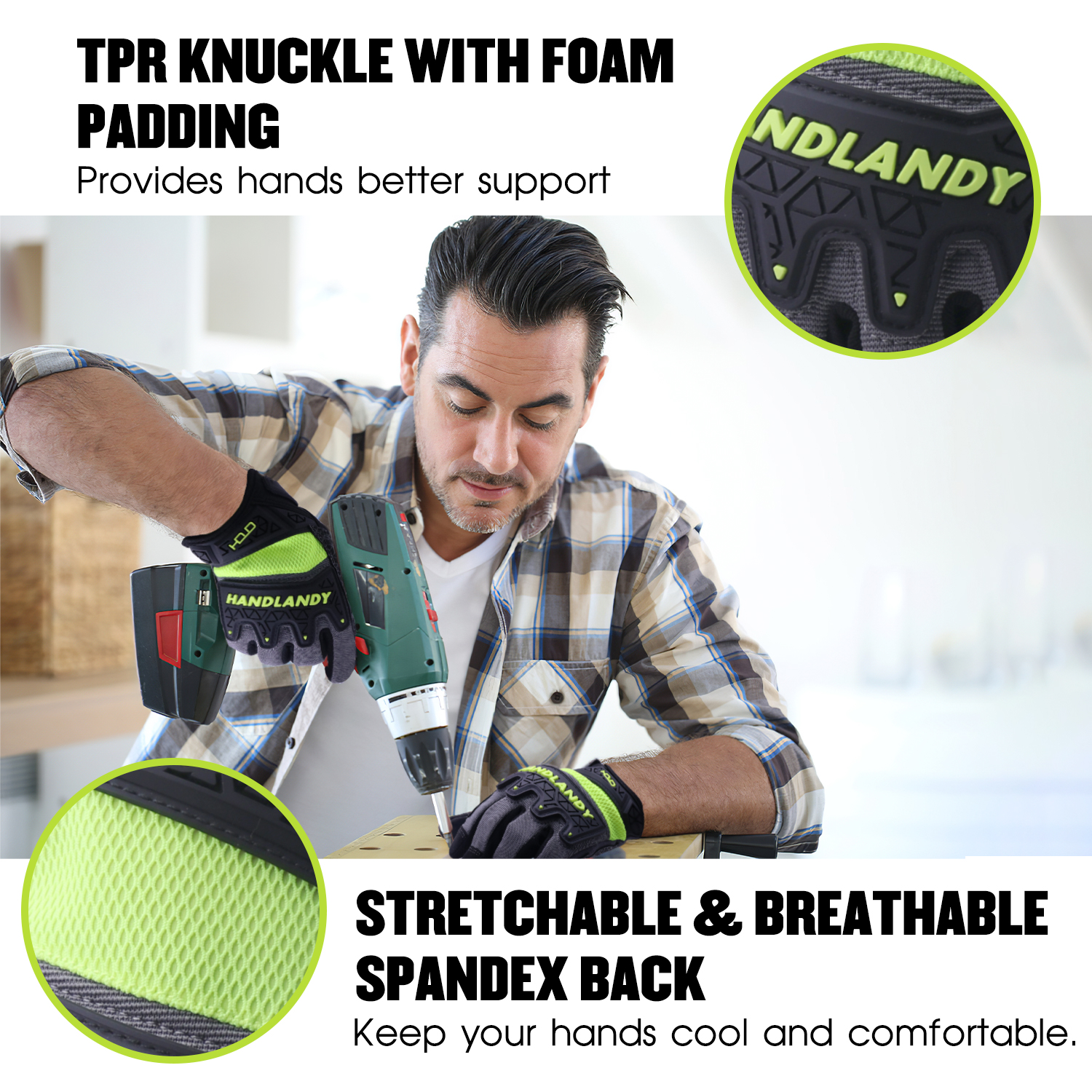 HANDLANDY anti-impact anti-abr - مراجعة Work Glove Impact وسعره