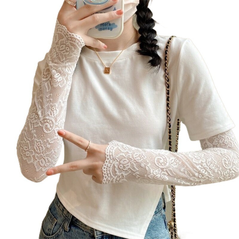 Women Long Lace Gloves Fishnet - مراجعة Fingerless Glove Knit وسعره