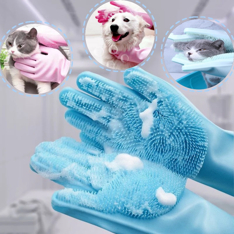 Pet Grooming Gloves for Dogs A - مراجعة Rubber Glove Cleaning وسعره